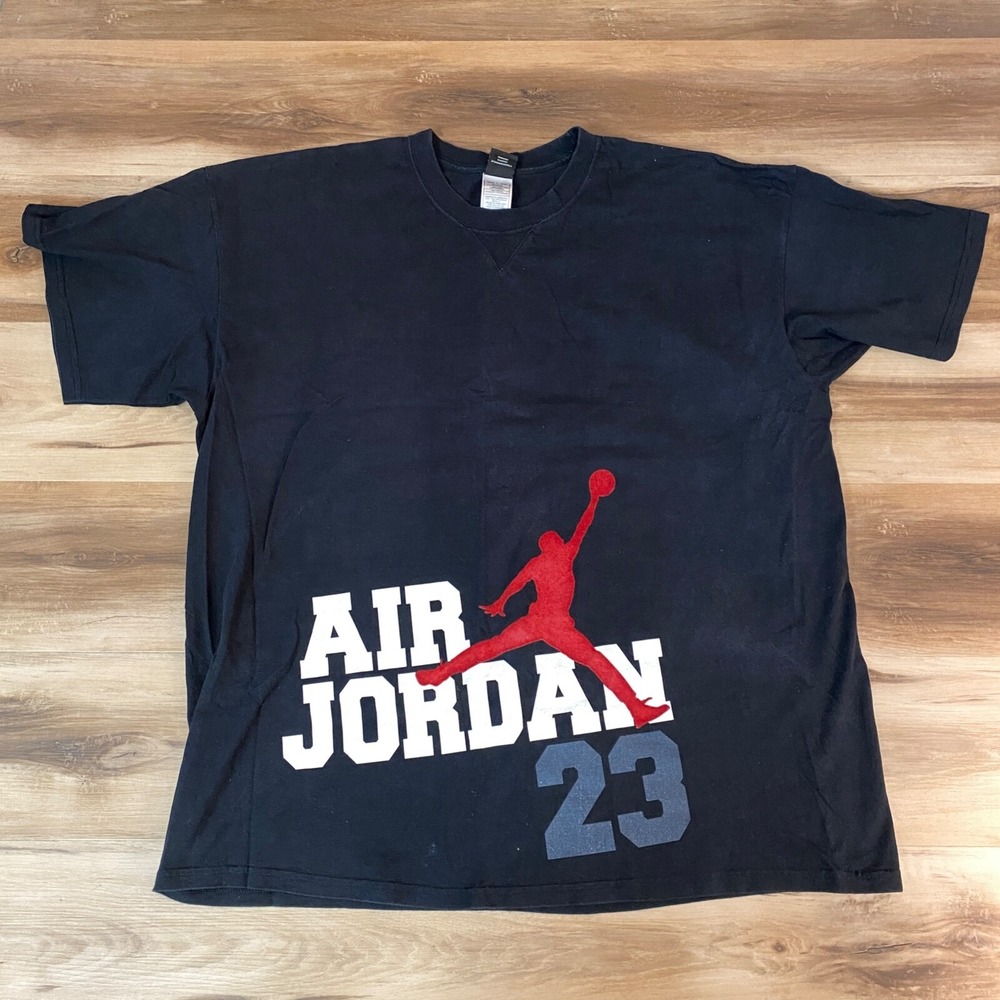 Jordan Brand Graphic T-Shirt XXL Jumpman 23 Cotton Athletic Fit Black Y2K